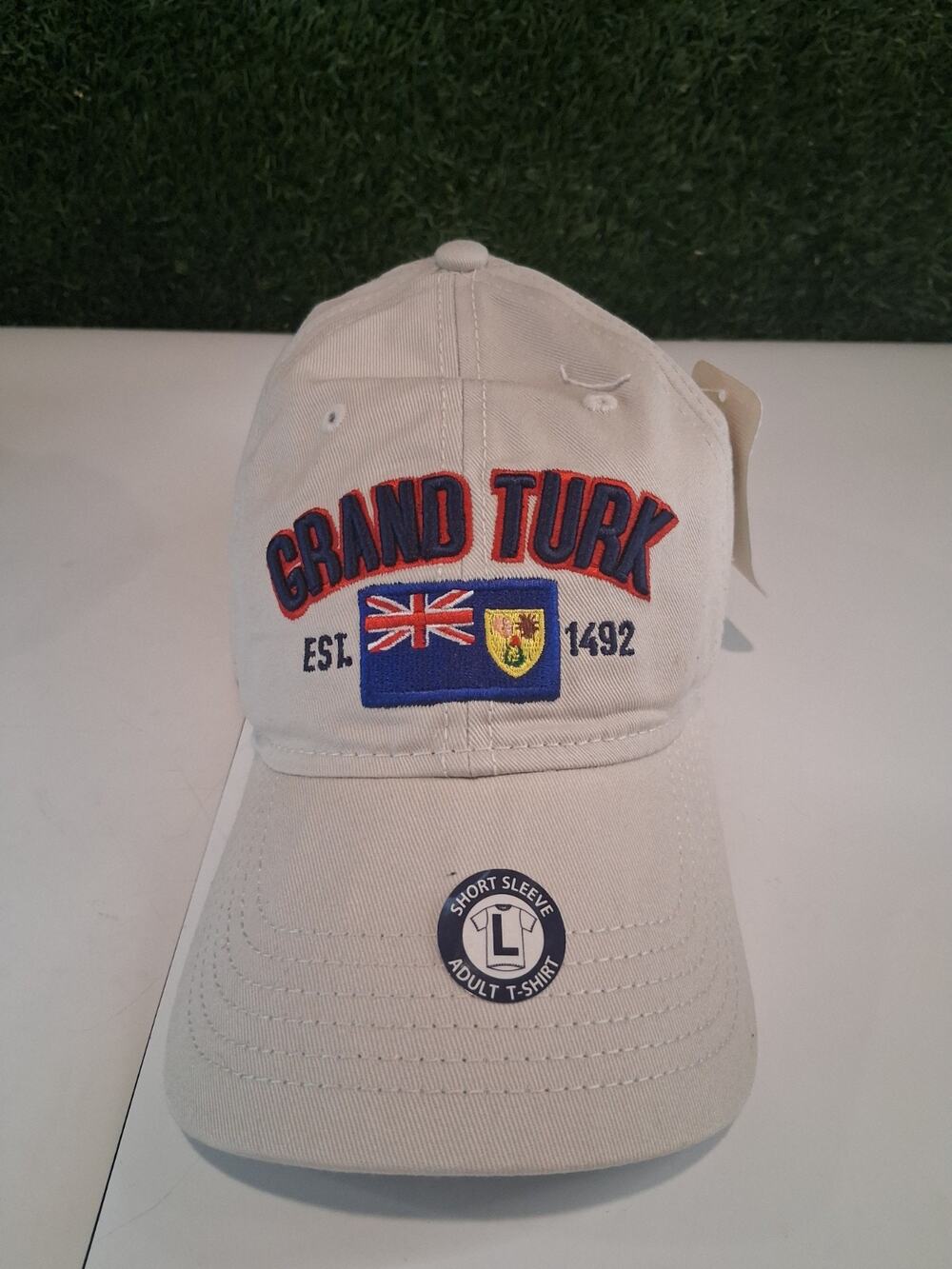Ouray Sportswear Grand Turk Island Cap Beige Cotton Adjustable Hook Loop Hat
